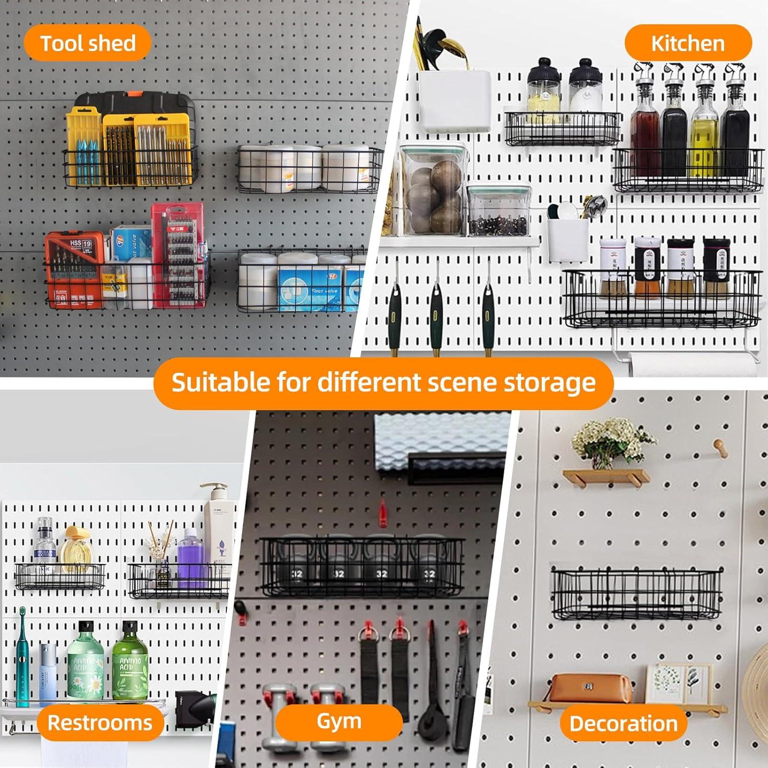 Juego de 4 Cestas para Tablero Perforado NOEAIKE - Acero Resistente
