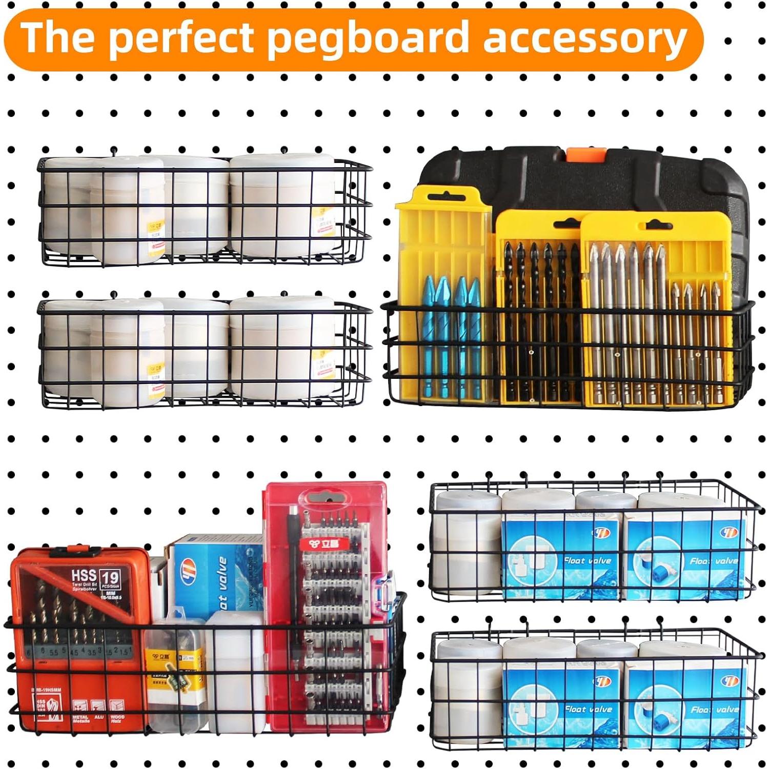 Juego de 4 Cestas para Tablero Perforado NOEAIKE - Acero Resistente