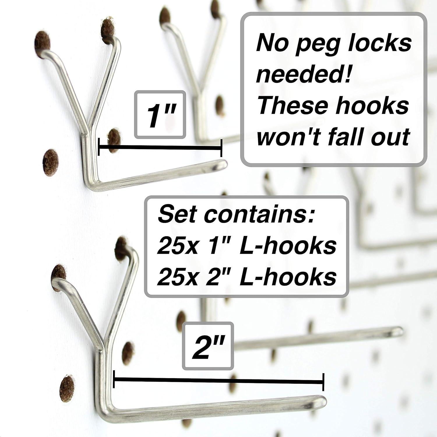 Ganchos de Pegboard Acero Inoxidable Right Arrange 50-Pack