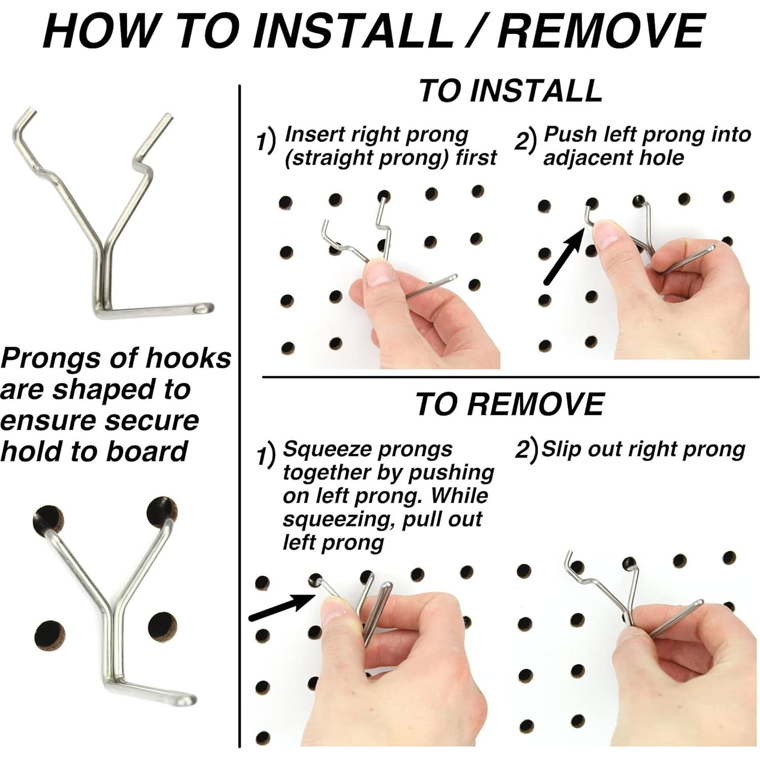 Ganchos de Pegboard Acero Inoxidable Right Arrange 50-Pack