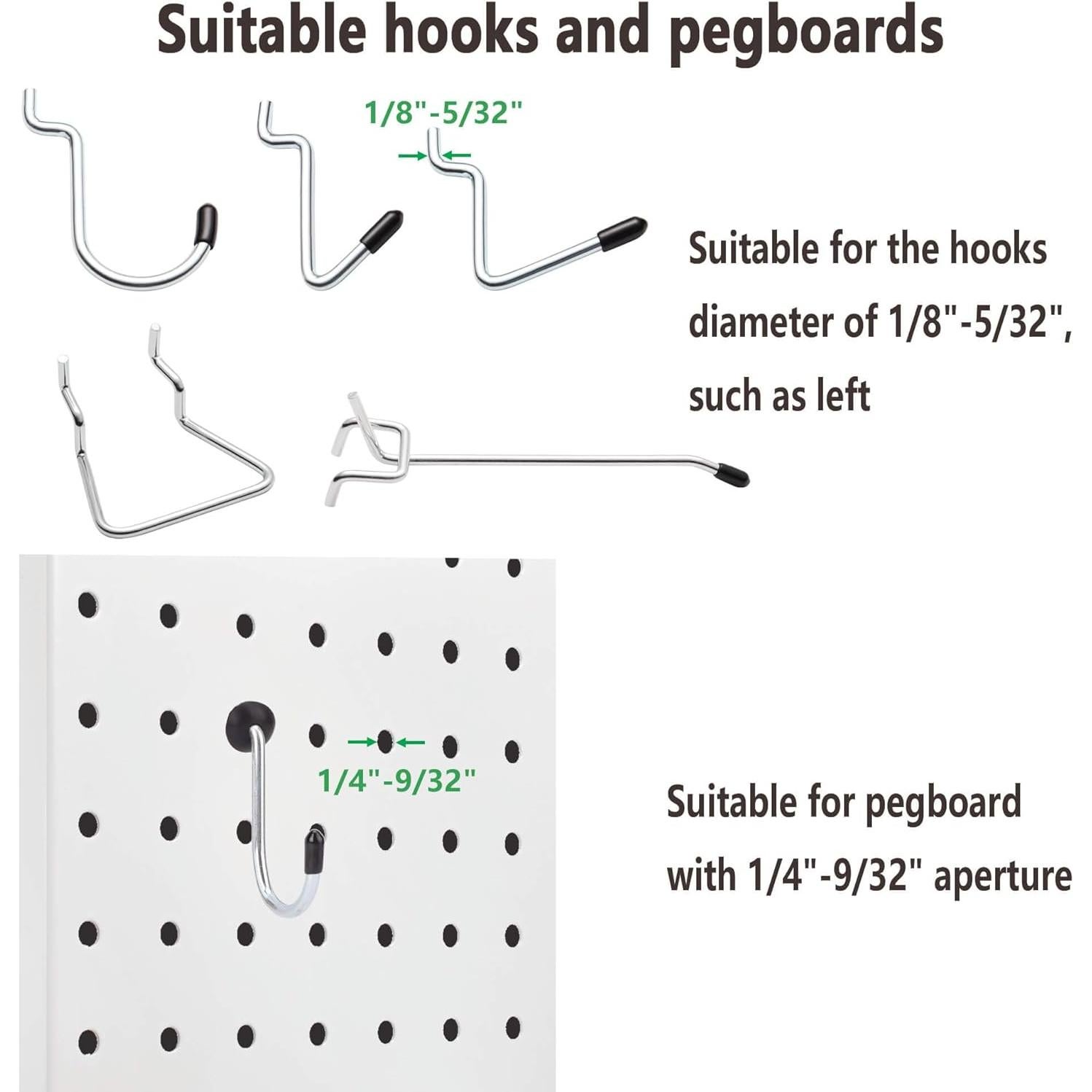 Bloques de Gancho para Tablero de Clavijas MENEONE 60PCS Negro