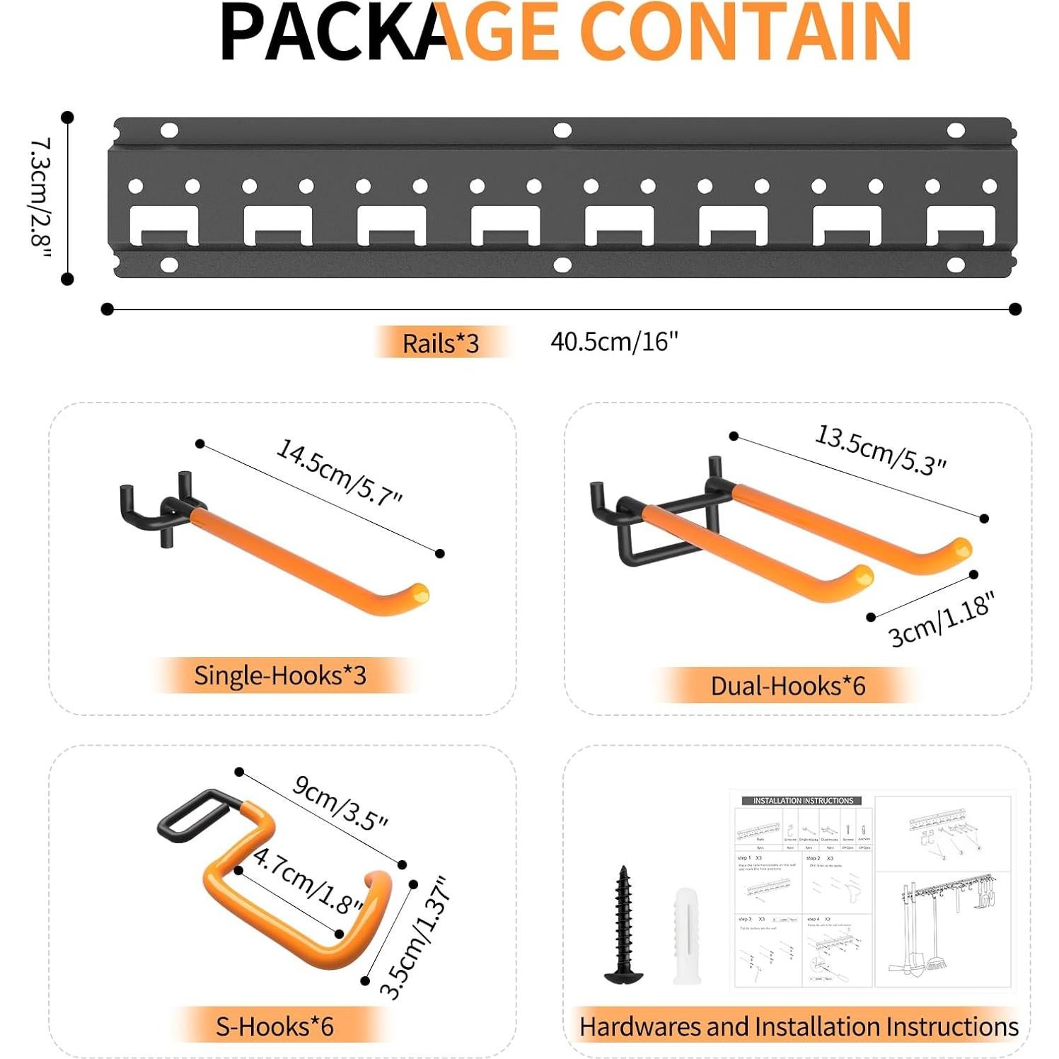 Organizador de Herramientas de Jardín Unaikoo 121.92 cm Montado en Pared