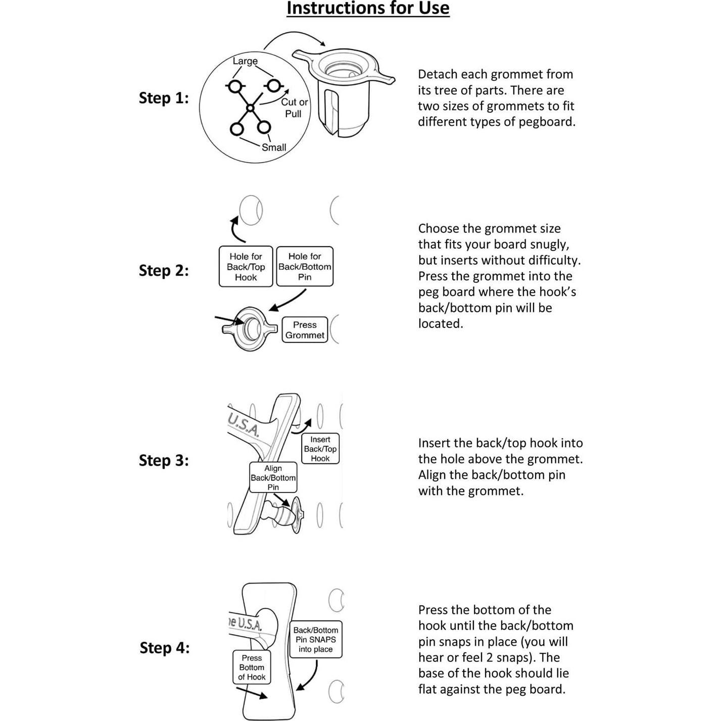 Ganchos de Plástico Greenleaf 2" para Tablero de Clavos - 24 Piezas