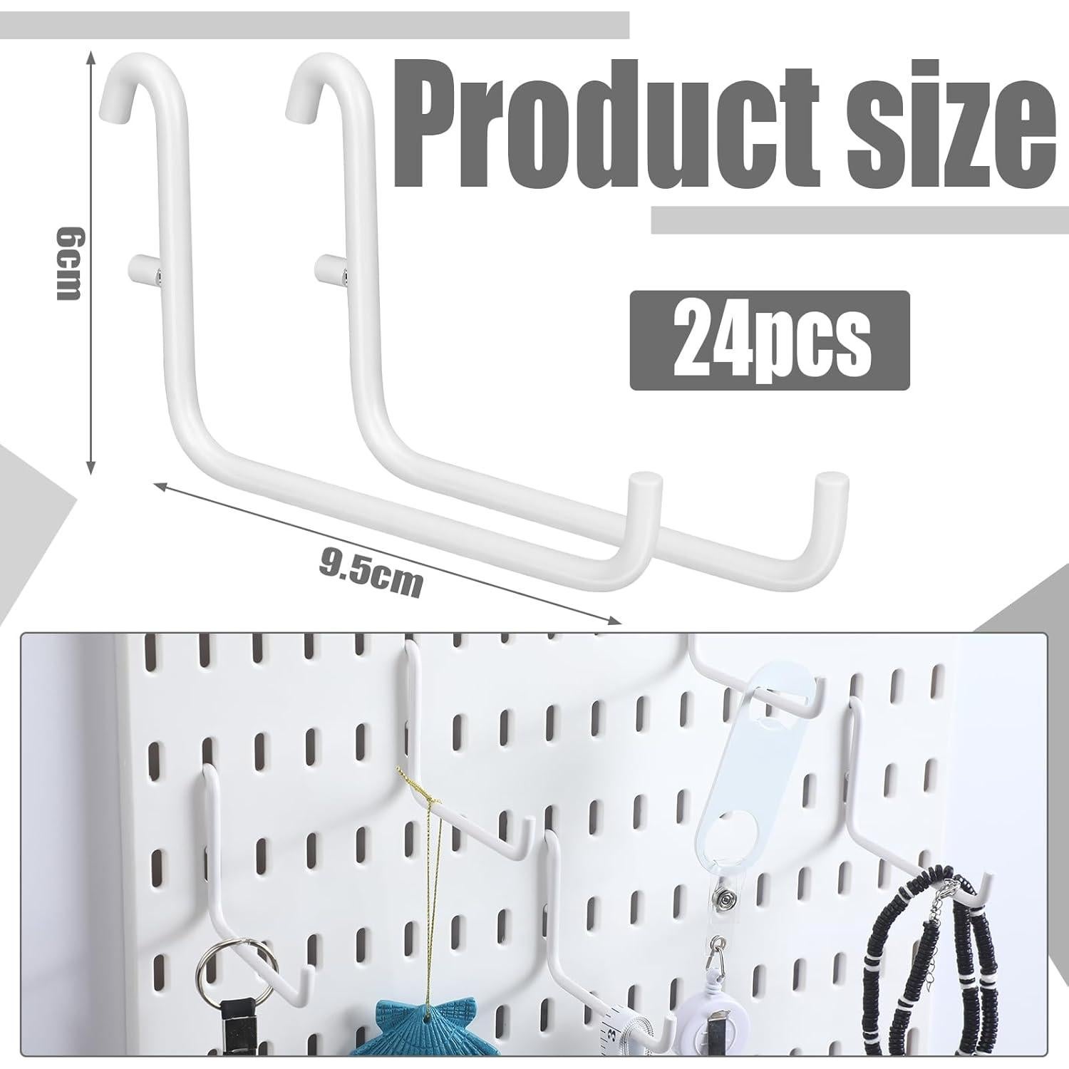 Ganchos para Tablero de Clavos GlikCeil 24 Pcs Acero Inoxidable Blanco