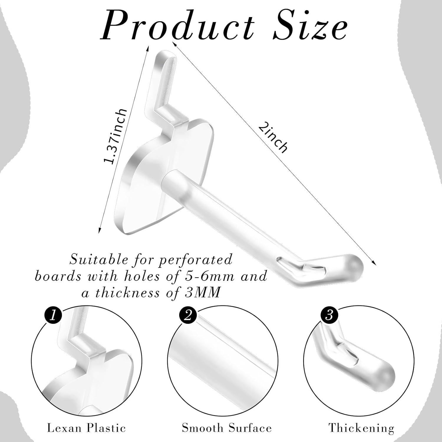100 Ganchos de Plástico 5 cm Lemecima para Tableros de Clavos