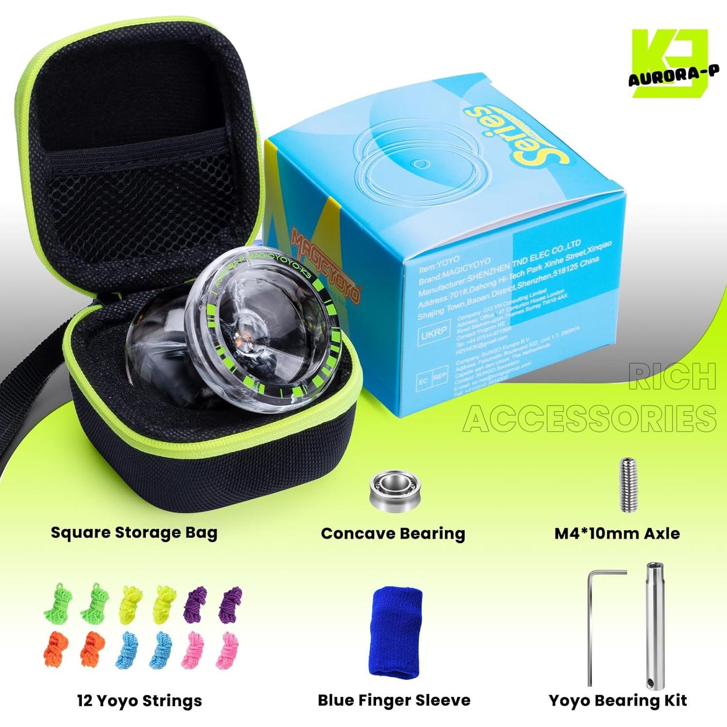 Yoyo MAGICYOYO K3 Aurora-P Negro Blanco para Niños y Adultos