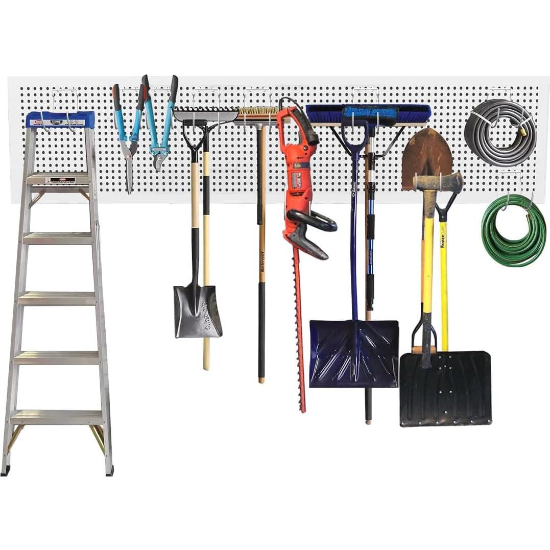 KINOMI 24 Pack Pegboard Hooks Heavy Duty Tool Hooks Peg Board Drill Holder Power Tool Holder Tool Hangers Peg Board Accessories and Hooks for Tools, Power Drills, Art and Craft Supplies etc (White)