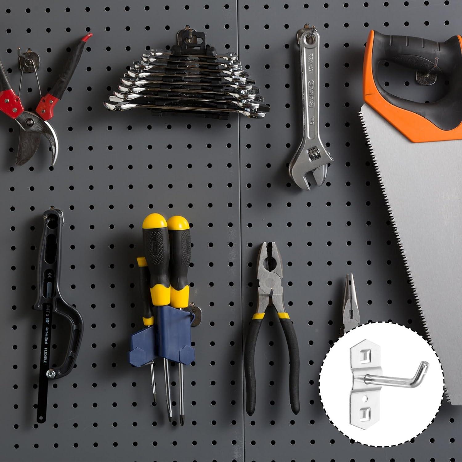 Ganchos de Pegboard Garneck 12 Pcs Alta Resistencia 5.8cm Plata