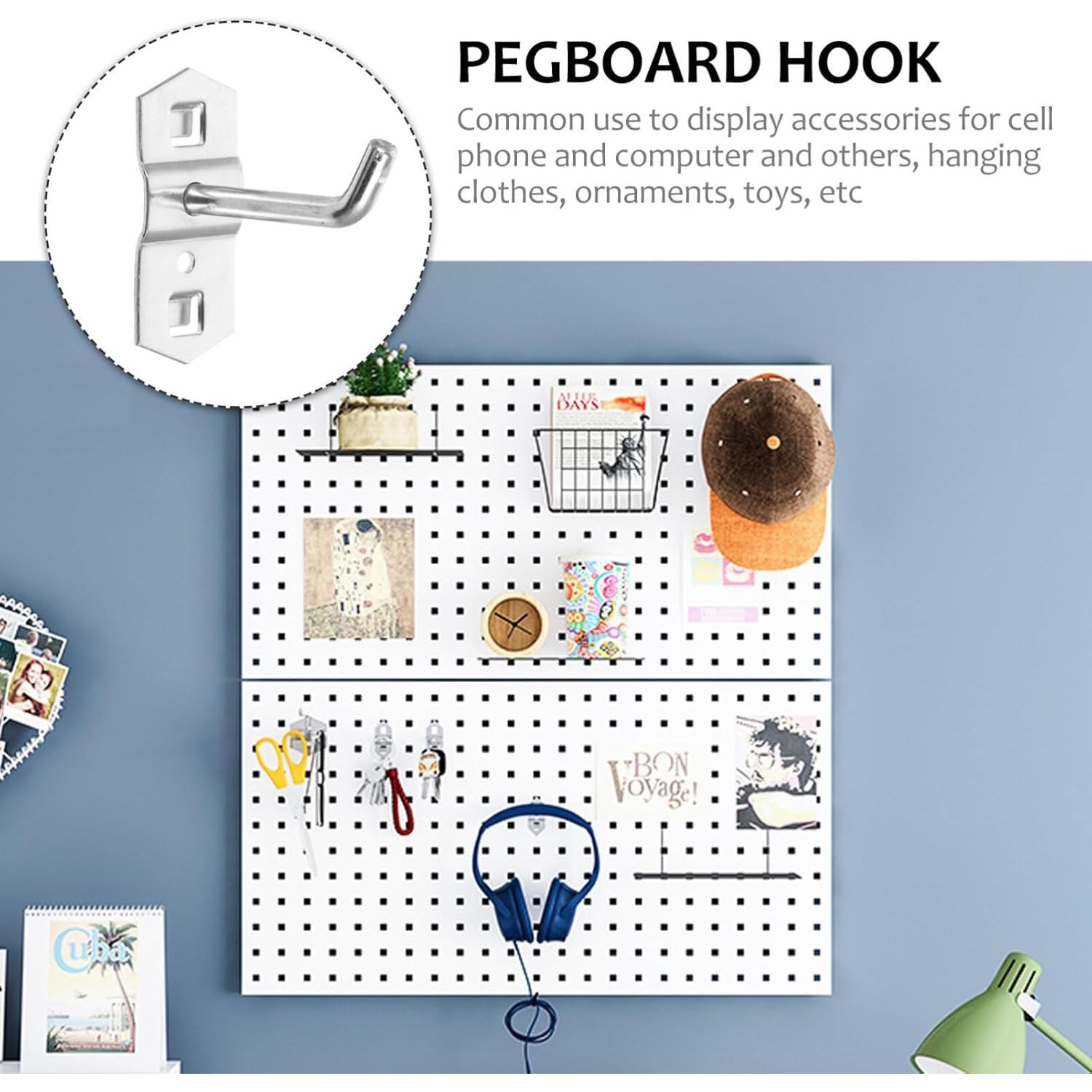 Ganchos de Pegboard Garneck 12 Pcs Alta Resistencia 5.8cm Plata