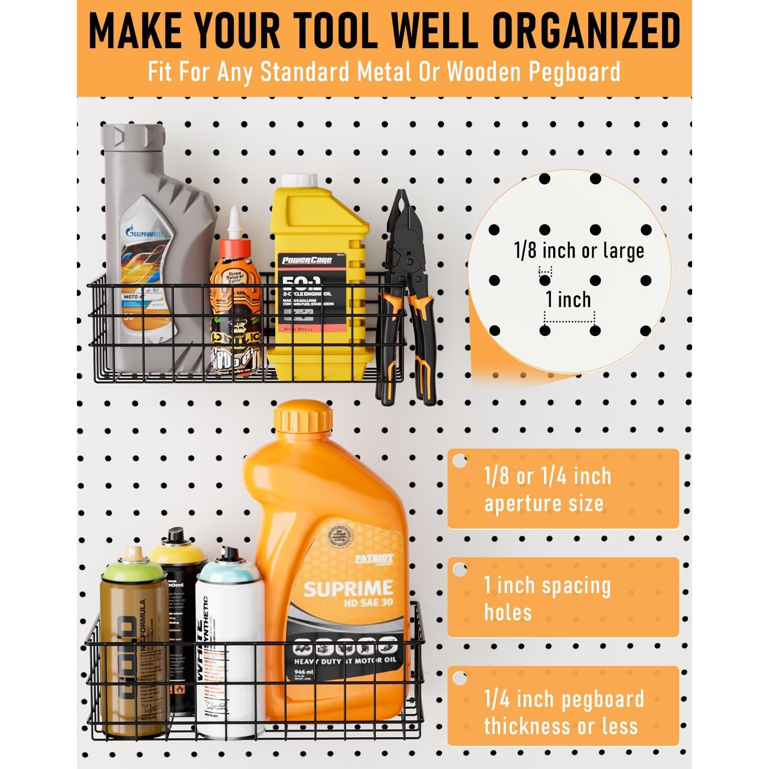 Cestas de Alambre INCLY para Tablero Perforado 4 Piezas