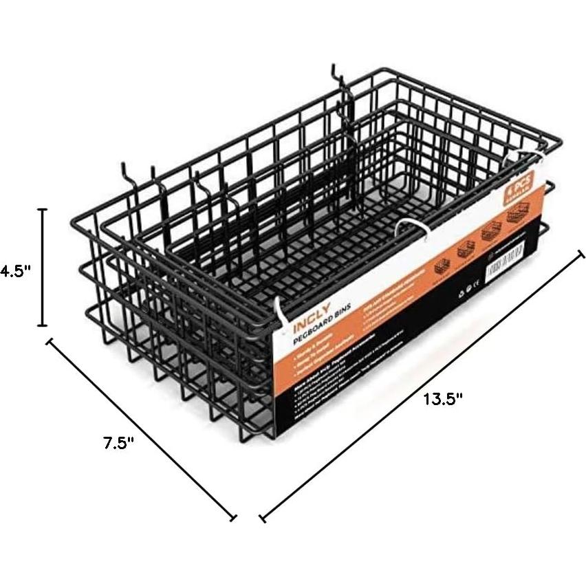 Cestas de Alambre INCLY para Tablero Perforado 4 Piezas