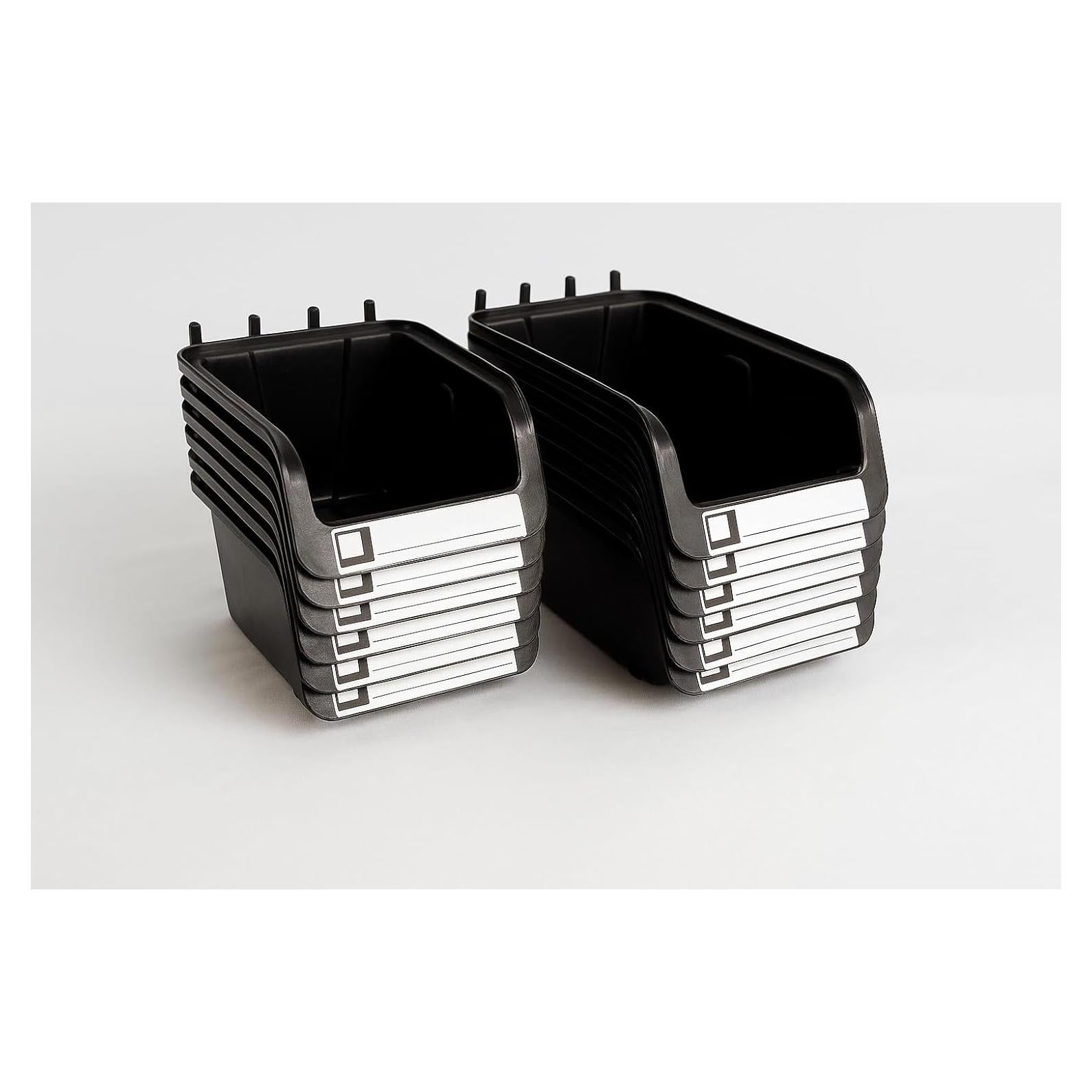 Bins de Tablero de Clavos WallPeg - 6 de 17.78 cm y 6 de 12.7 cm