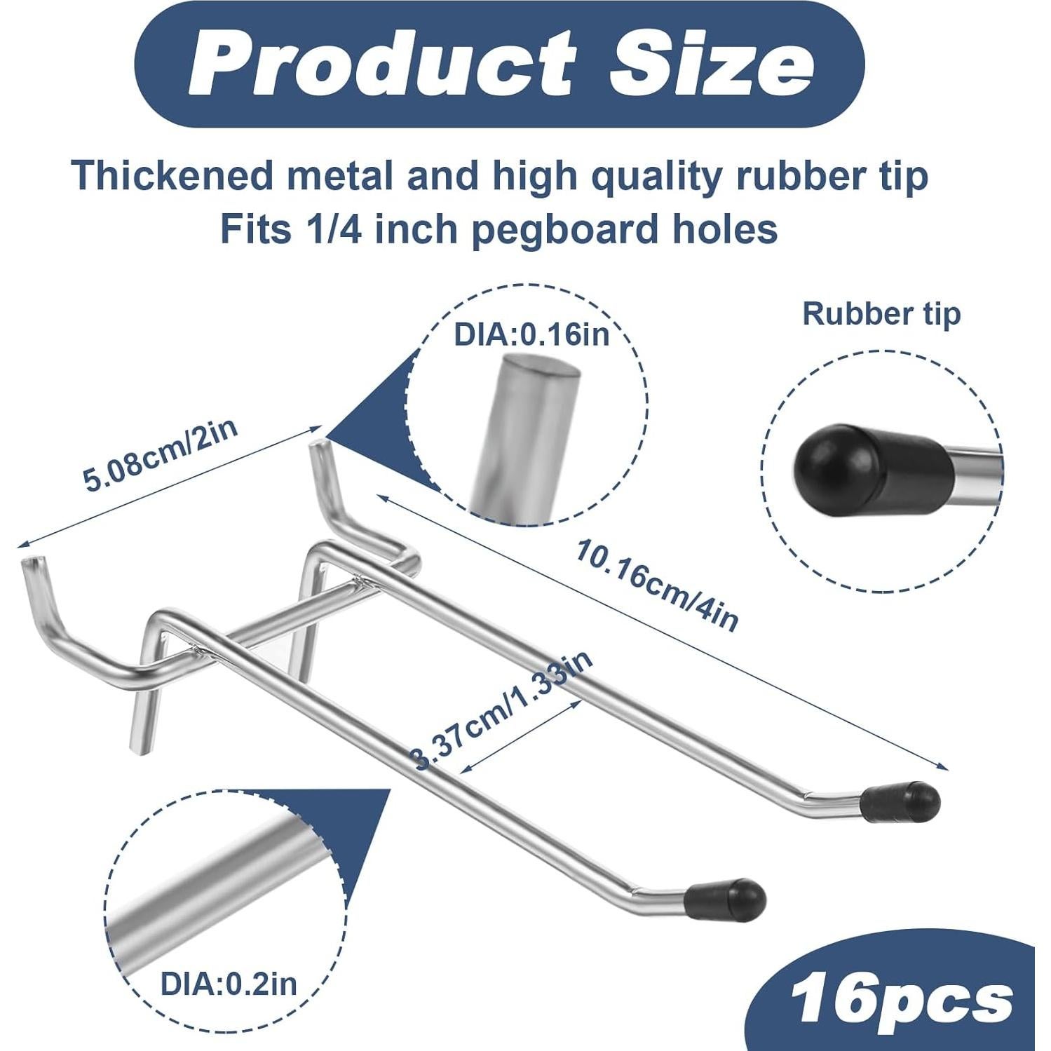 16 Ganchos Dobles para Tablero de Clavos JOUTYFOR 10.16 cm