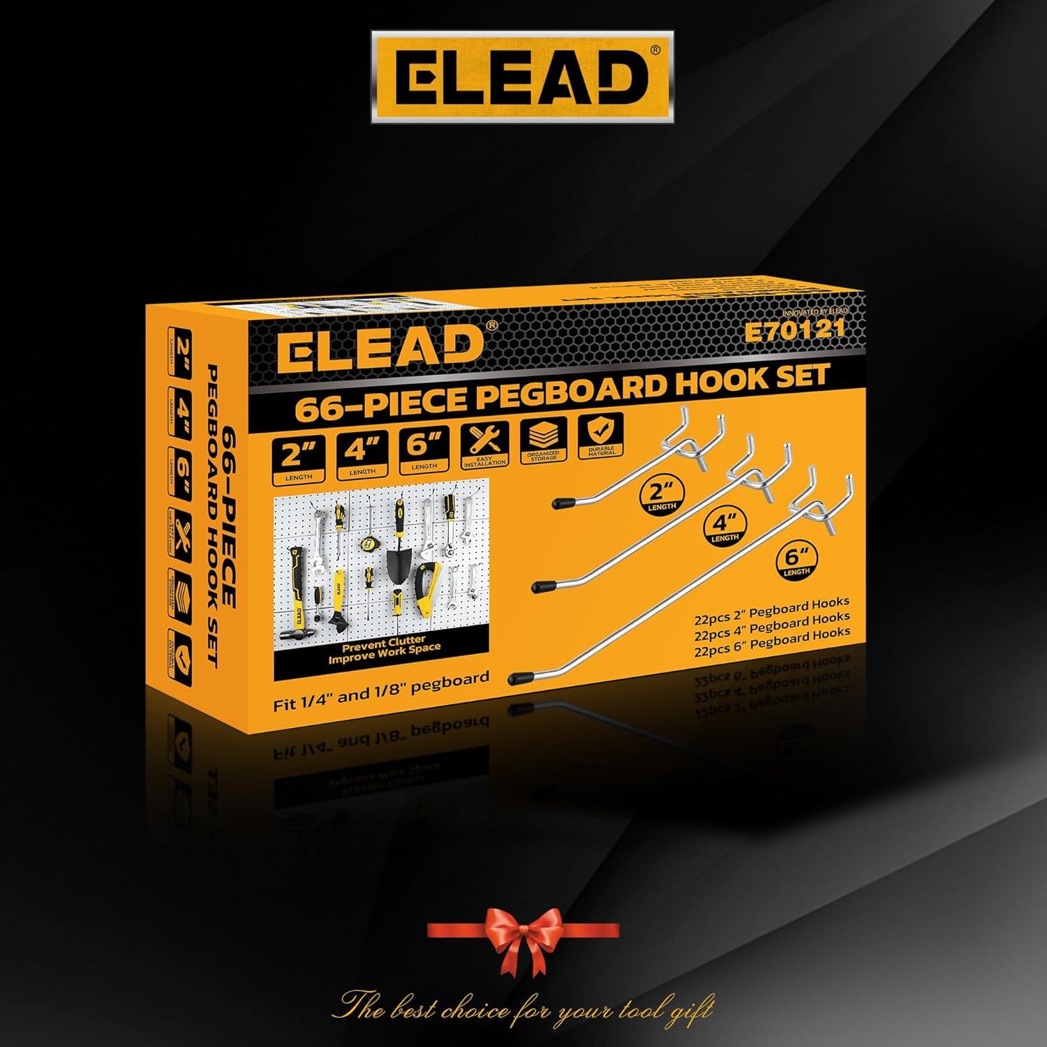 Ganchos de Tablero ELEAD 66 Piezas 5/10/15 cm Galvanizados