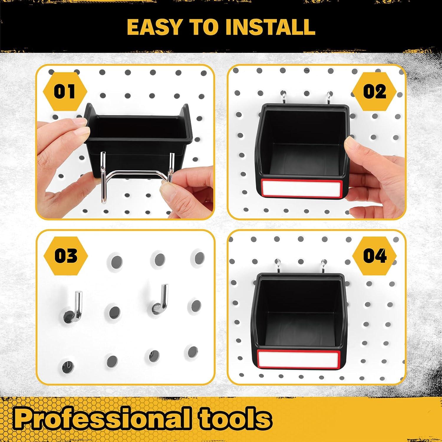 Ganchos para Tablero Perforado ELEAD 17 Piezas con Bins