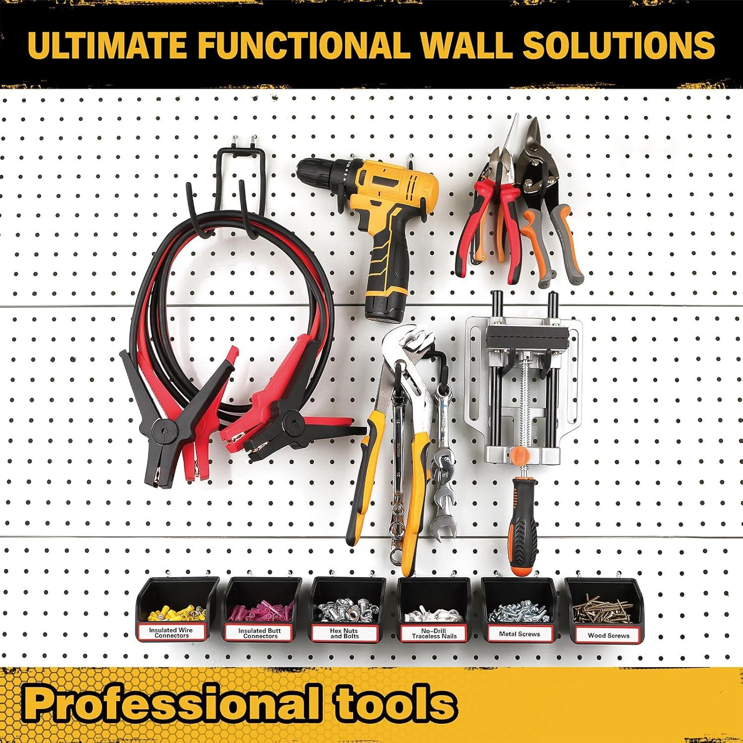 Ganchos para Tablero Perforado ELEAD 17 Piezas con Bins