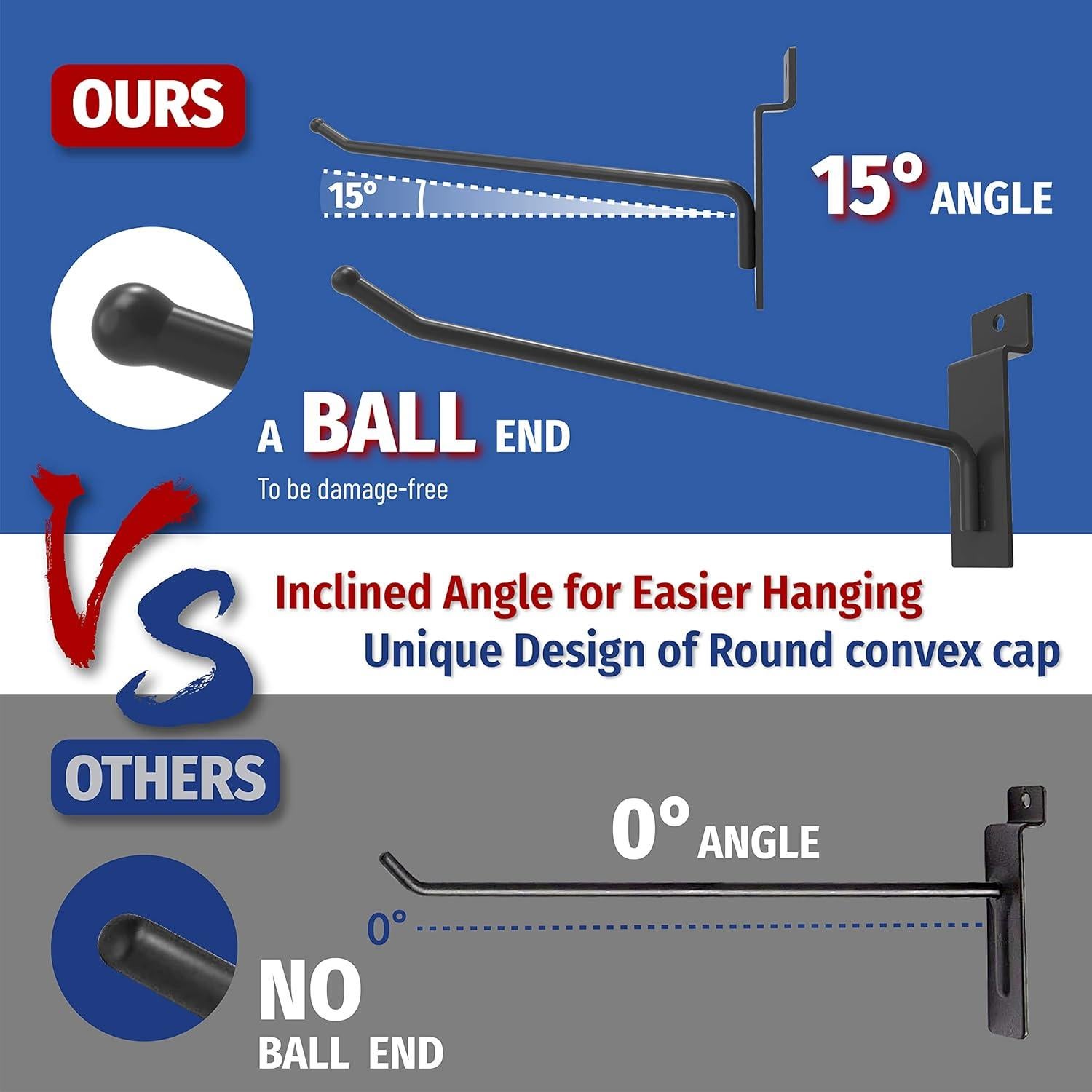 Ganchos de Pared Slatwall POETISKE 32PC 20.32cm Negro Pesado