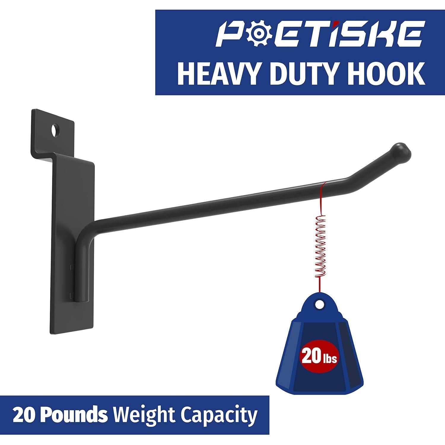 Ganchos de Pared Slatwall POETISKE 32PC 20.32cm Negro Pesado