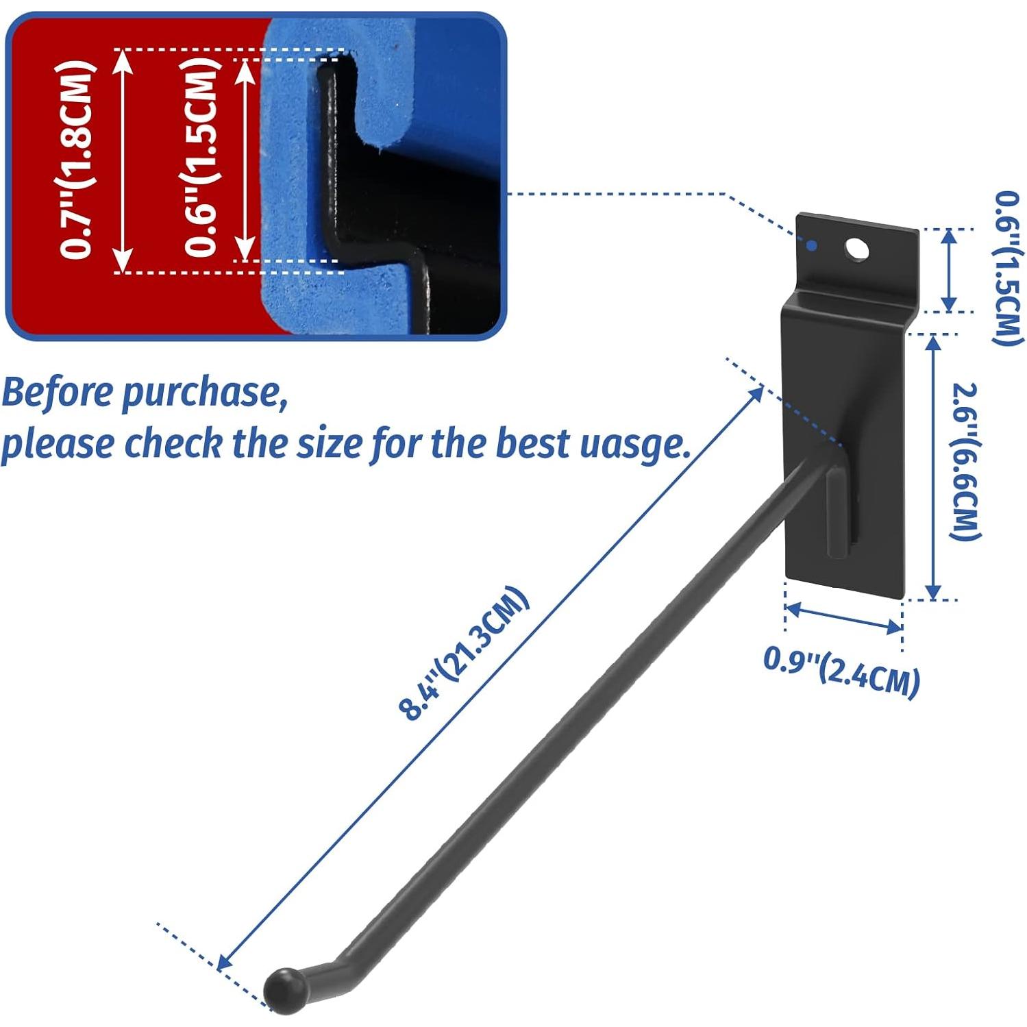 Ganchos de Pared Slatwall POETISKE 32PC 20.32cm Negro Pesado