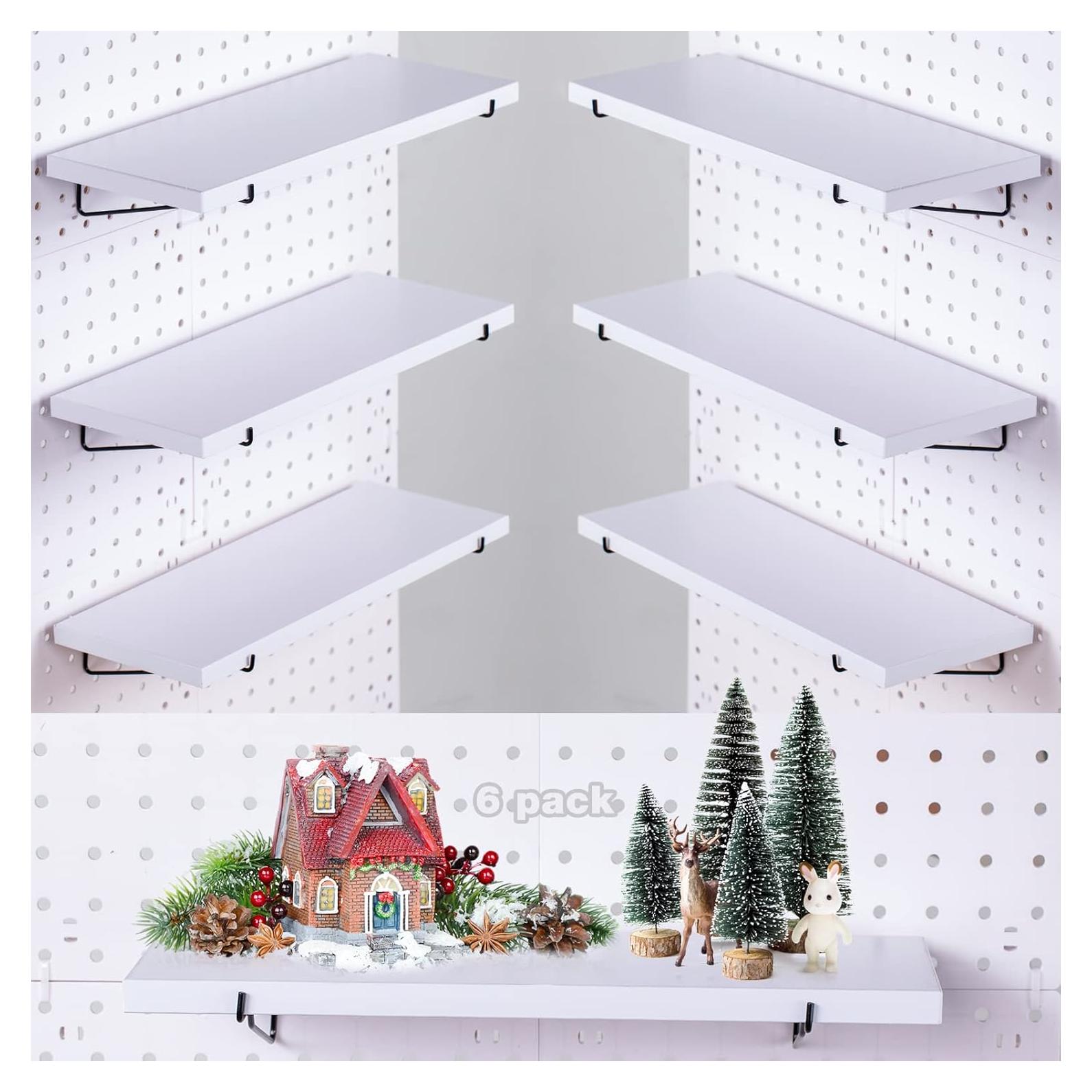Juego de Estantes de Tablero Perforado YUSFKJ - 6 Estantes Blancos