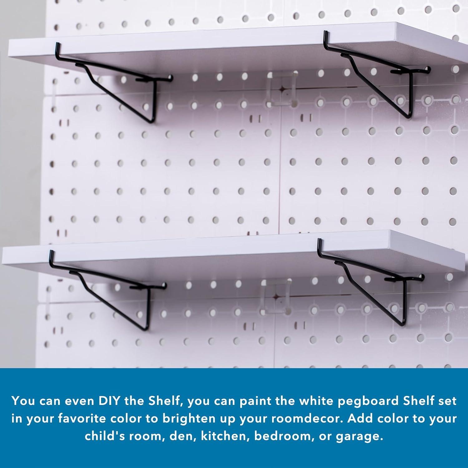 Juego de Estantes de Tablero Perforado YUSFKJ - 6 Estantes Blancos