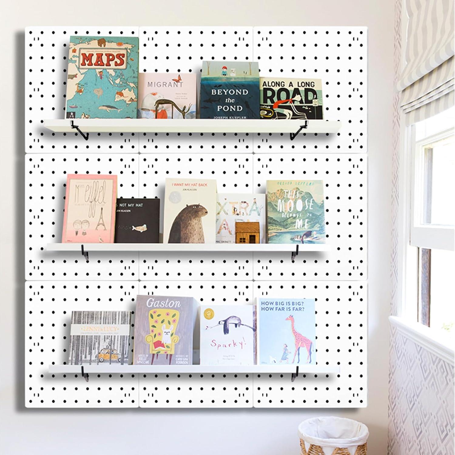 Juego de Estantes de Tablero Perforado YUSFKJ - 6 Estantes Blancos