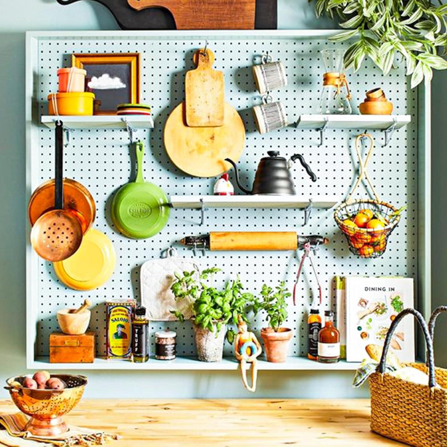 Juego de Estantes de Tablero Perforado YUSFKJ - 6 Estantes Blancos