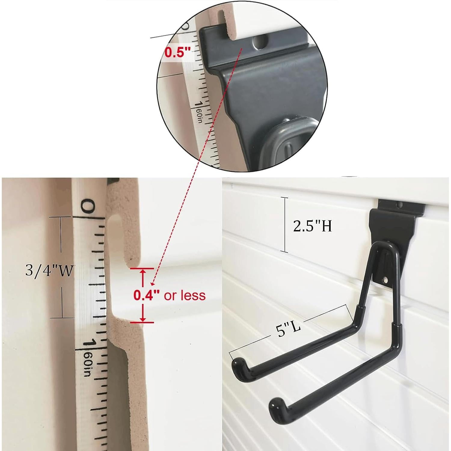 Ganchos para Slatwall ATOOLA, Paquete de 14, Negro, Alta Resistencia