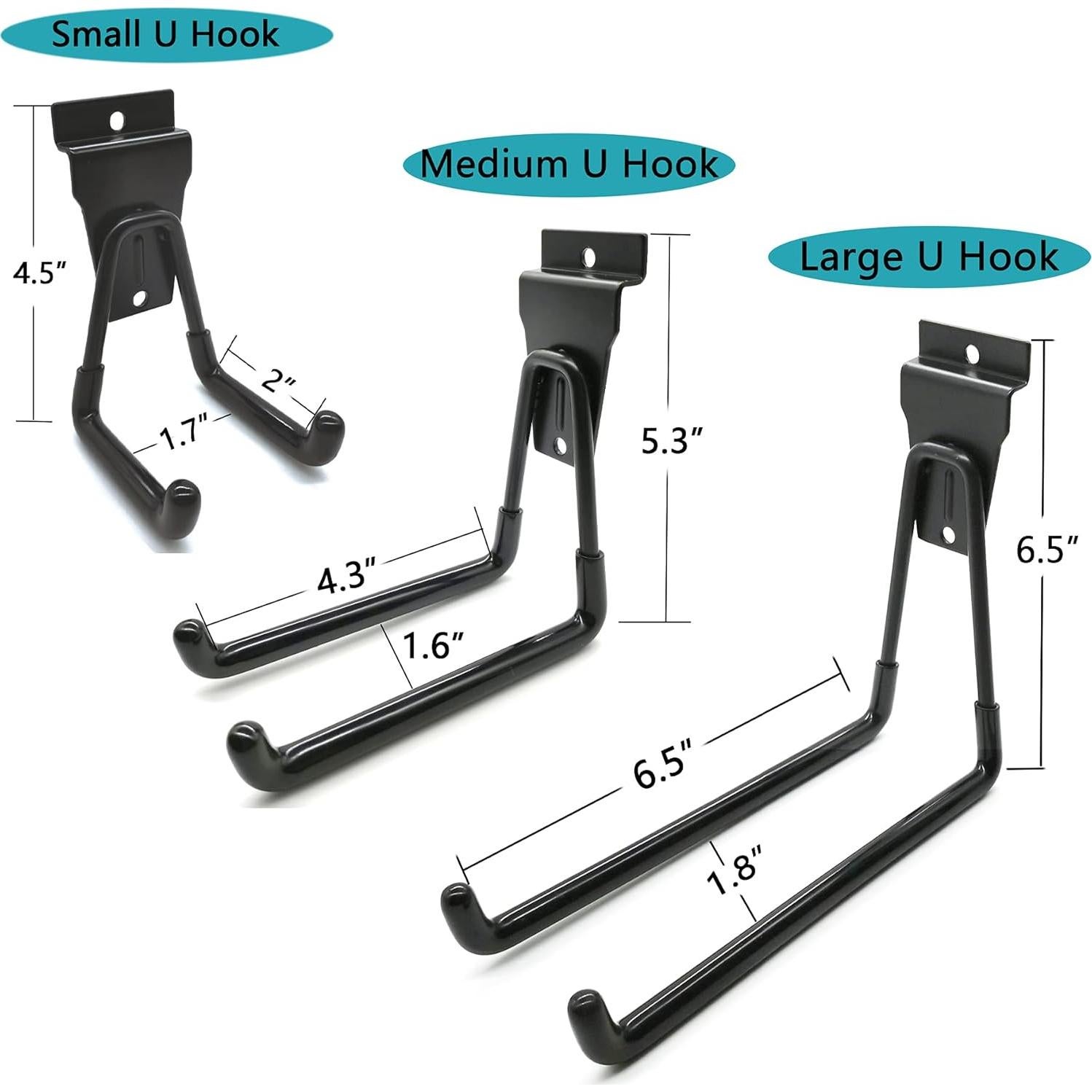 Ganchos para Slatwall ATOOLA, Paquete de 14, Negro, Alta Resistencia