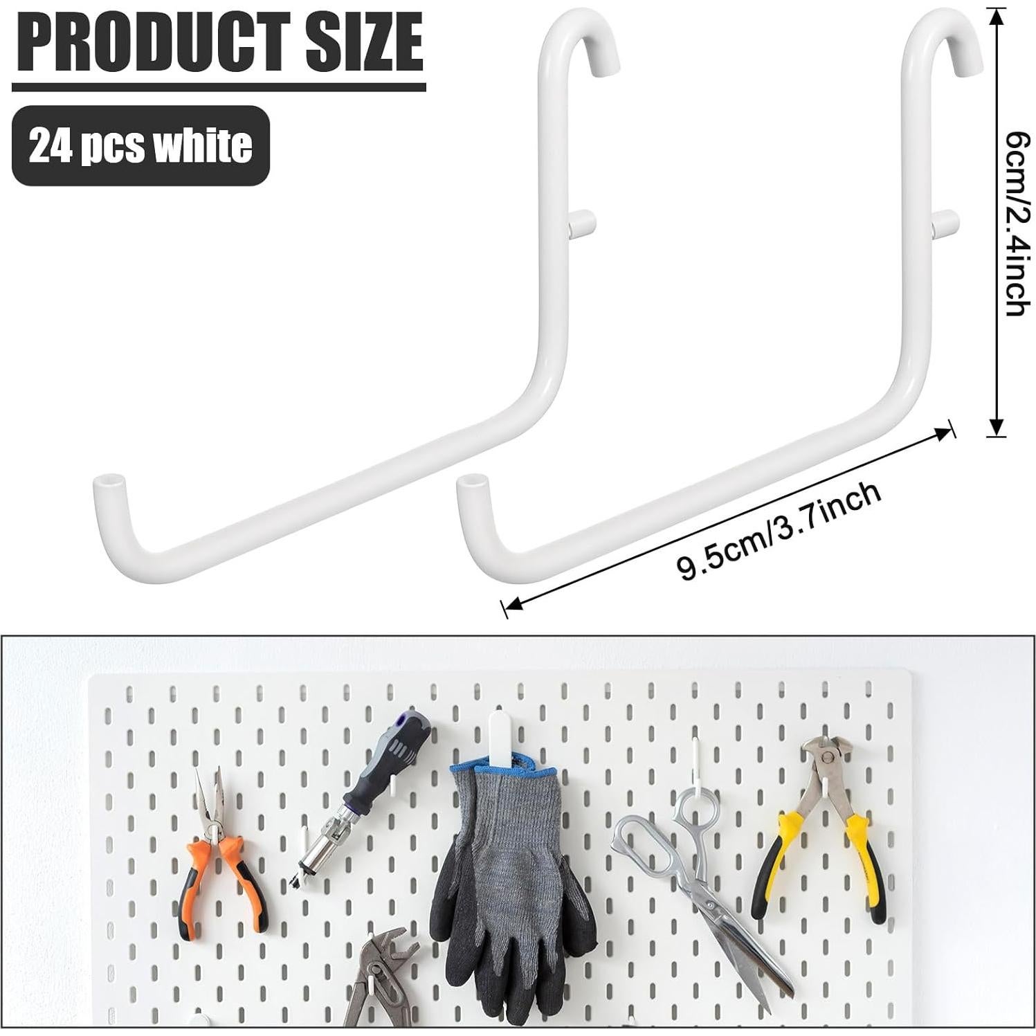 Ganchos para Tablero de Clavos HOFURME 24 Pcs 9.5x6 cm Blanco