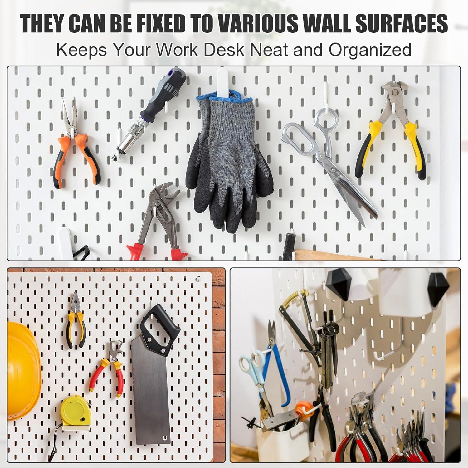 Ganchos para Tablero de Clavos HOFURME 24 Pcs 9.5x6 cm Blanco