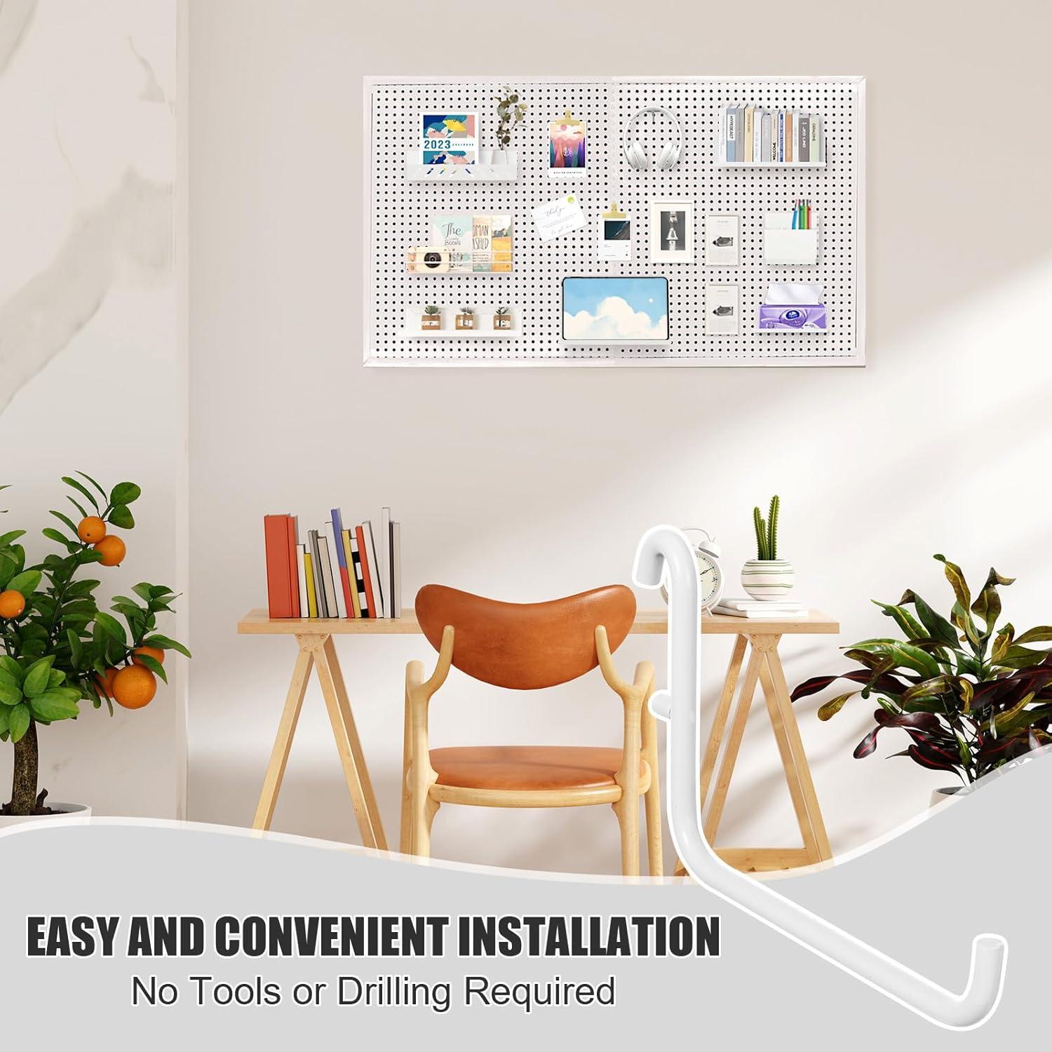 Ganchos para Tablero de Clavos HOFURME 24 Pcs 9.5x6 cm Blanco