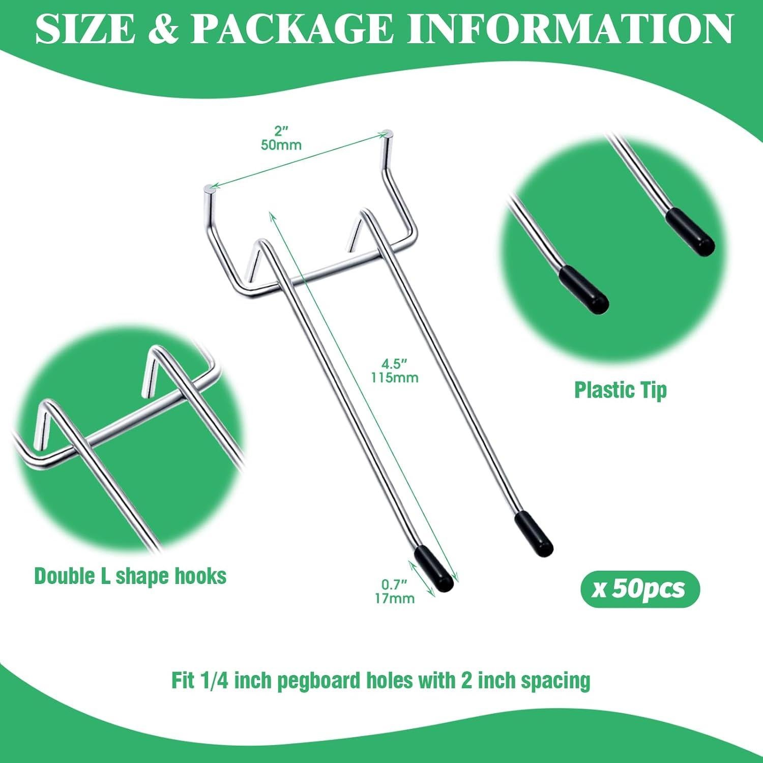 Ganchos Doble Brazo Yauhar 50 Pcs 12cm Metal para Tablero