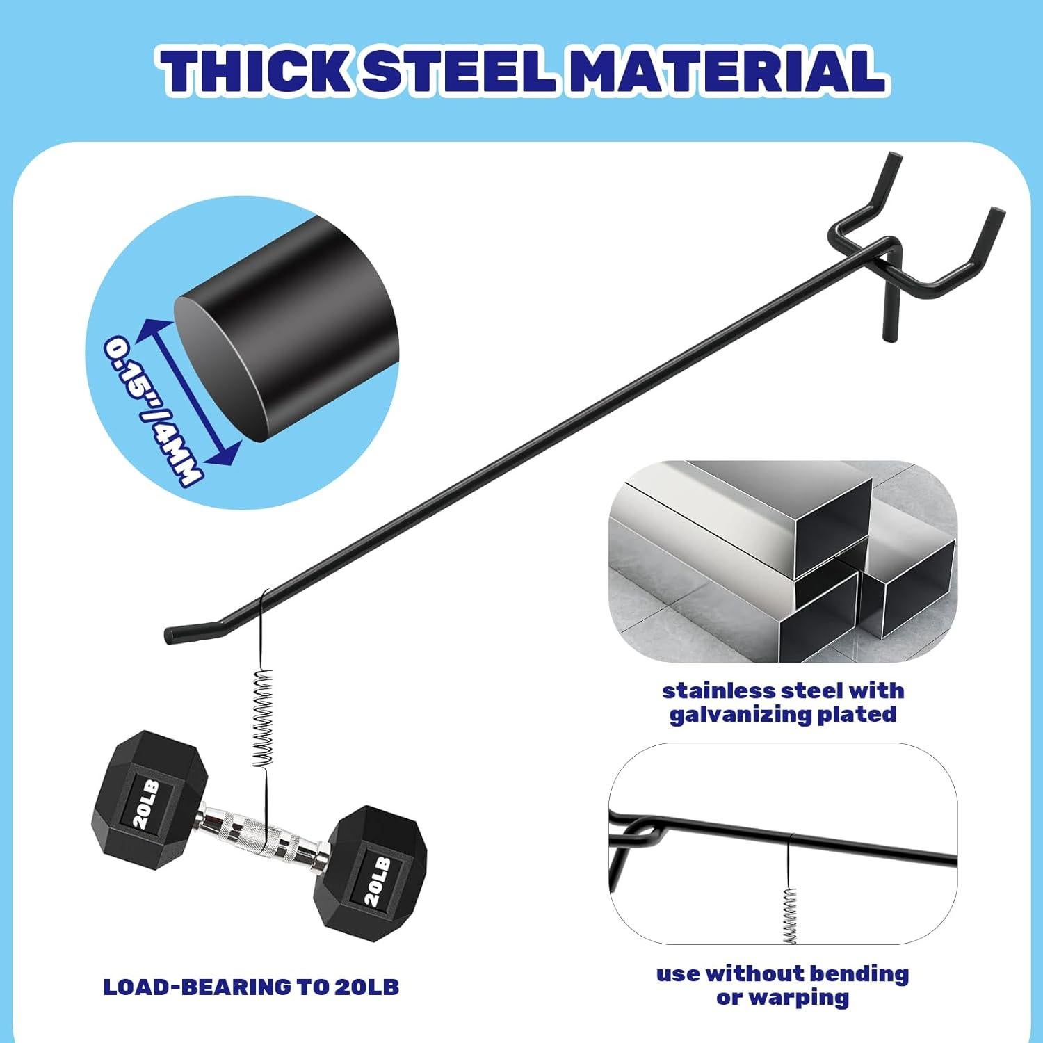 Juego de 40 Ganchos de Exhibición Waltool Acero Inoxidable Negro