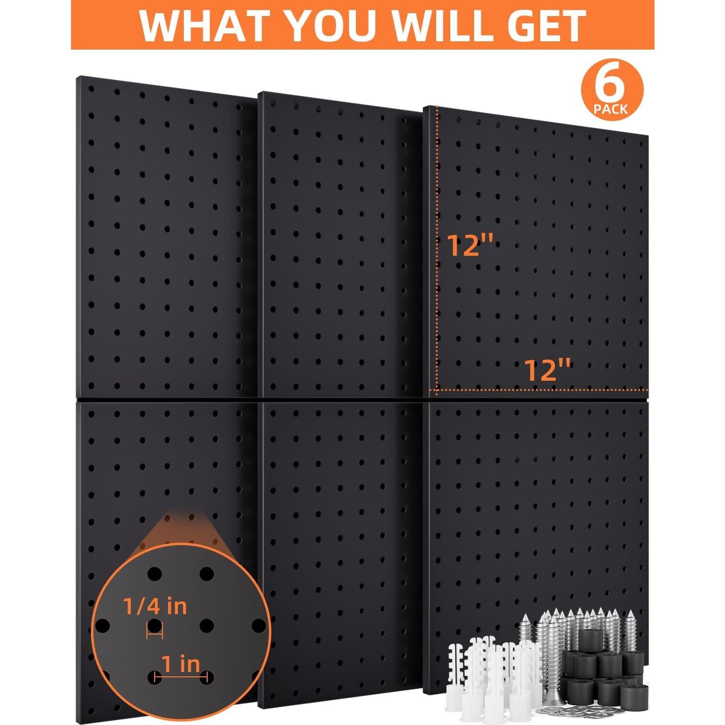 Paneles de Metal para Tablero de Clavos INCLY 6 Piezas 30.48cm
