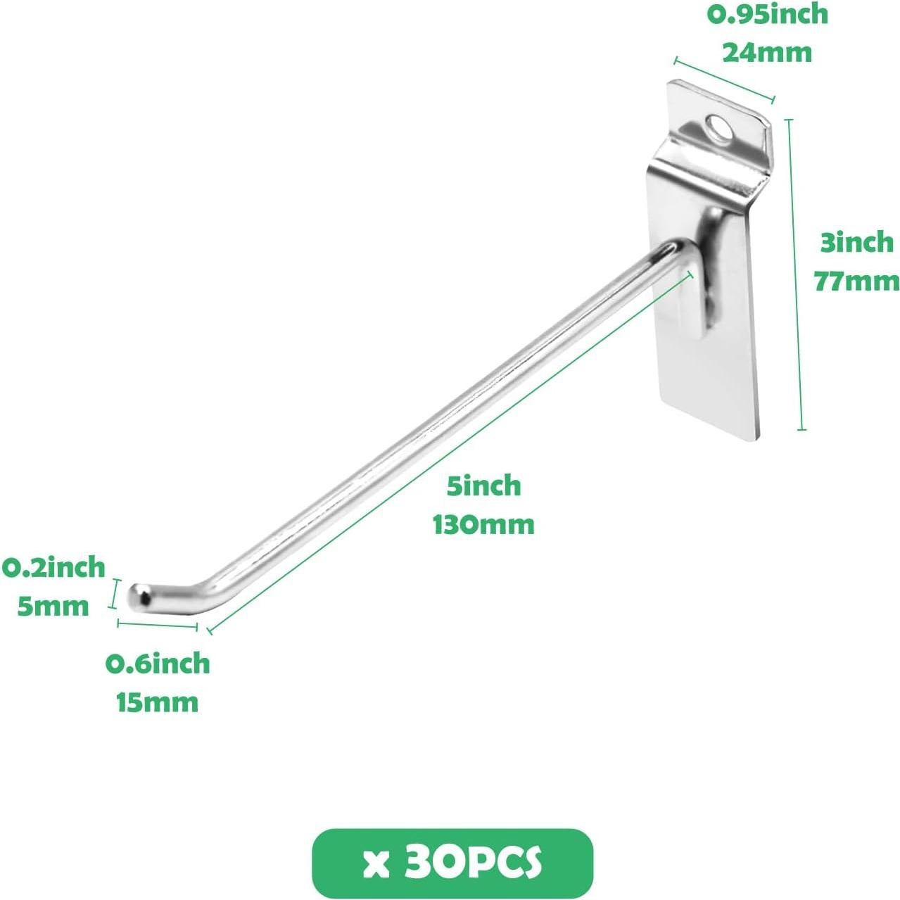 30 Ganchos Slatwall 15 cm Yauhar Acero Inoxidable Pesados