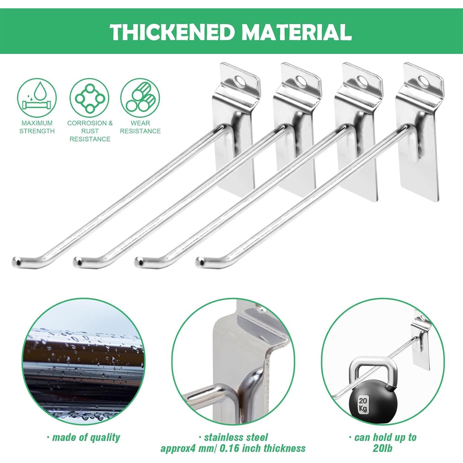 30 Ganchos Slatwall 15 cm Yauhar Acero Inoxidable Pesados