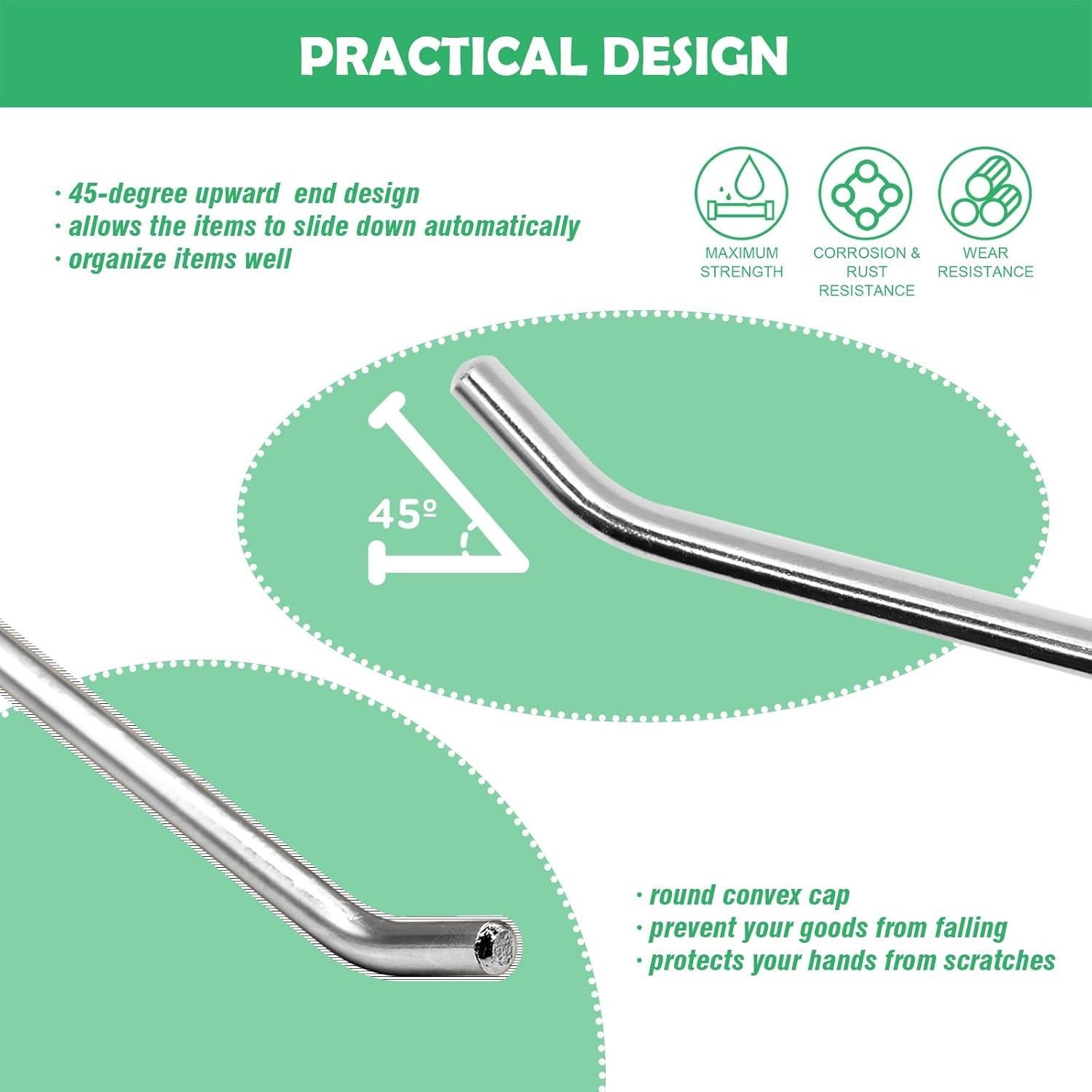 30 Ganchos Slatwall 15 cm Yauhar Acero Inoxidable Pesados