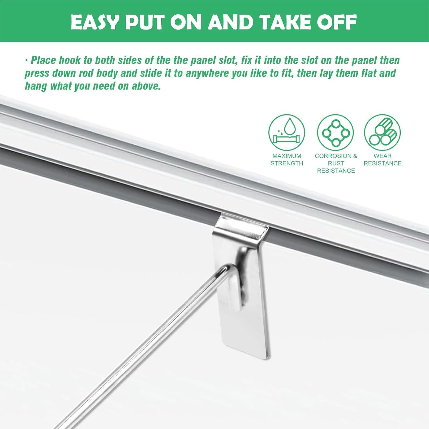 30 Ganchos Slatwall 15 cm Yauhar Acero Inoxidable Pesados