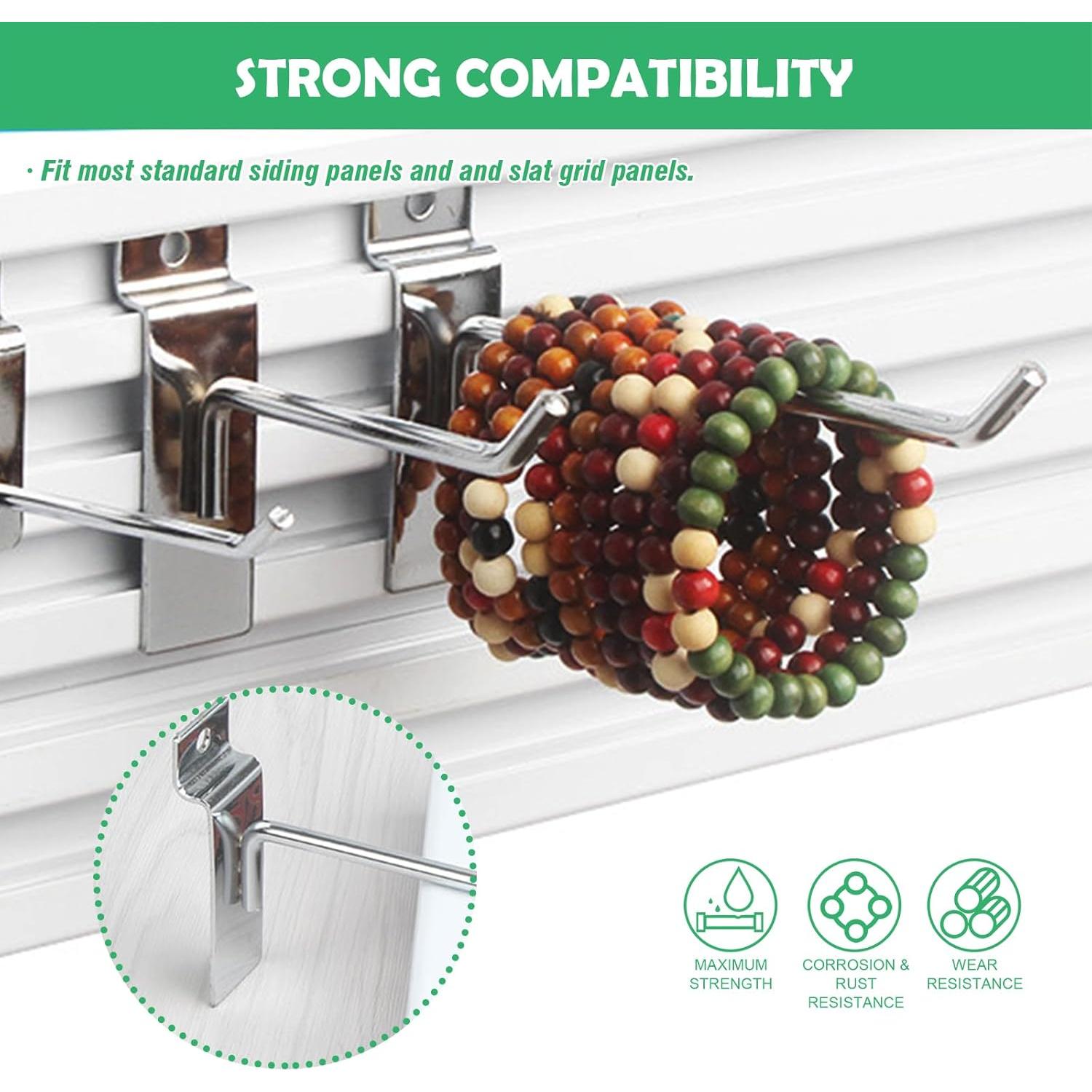 30 Ganchos Slatwall 15 cm Yauhar Acero Inoxidable Pesados