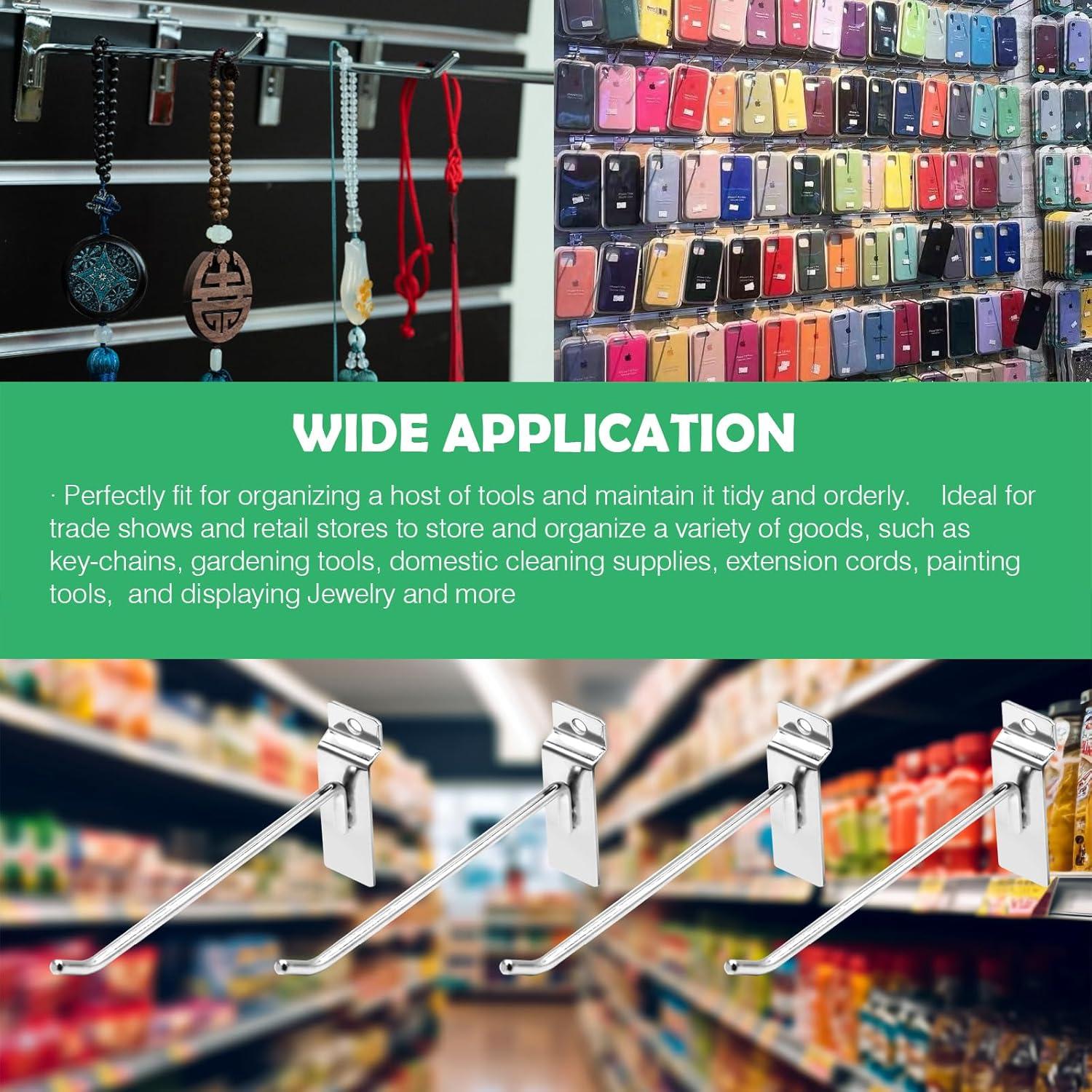 30 Ganchos Slatwall 15 cm Yauhar Acero Inoxidable Pesados