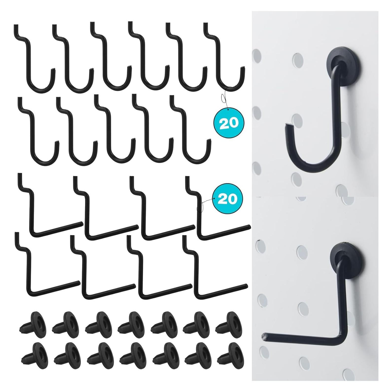 Ganchos en J G.CORE para Tableros Perforados - Juego de 40