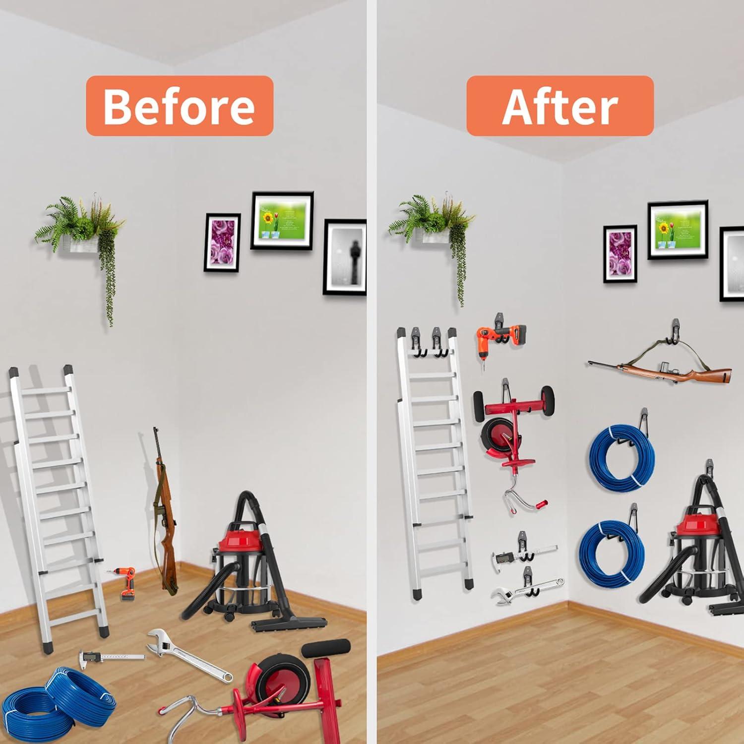 Paquete de 12 Ganchos de Acero HUPBIPY para Garaje Antideslizantes