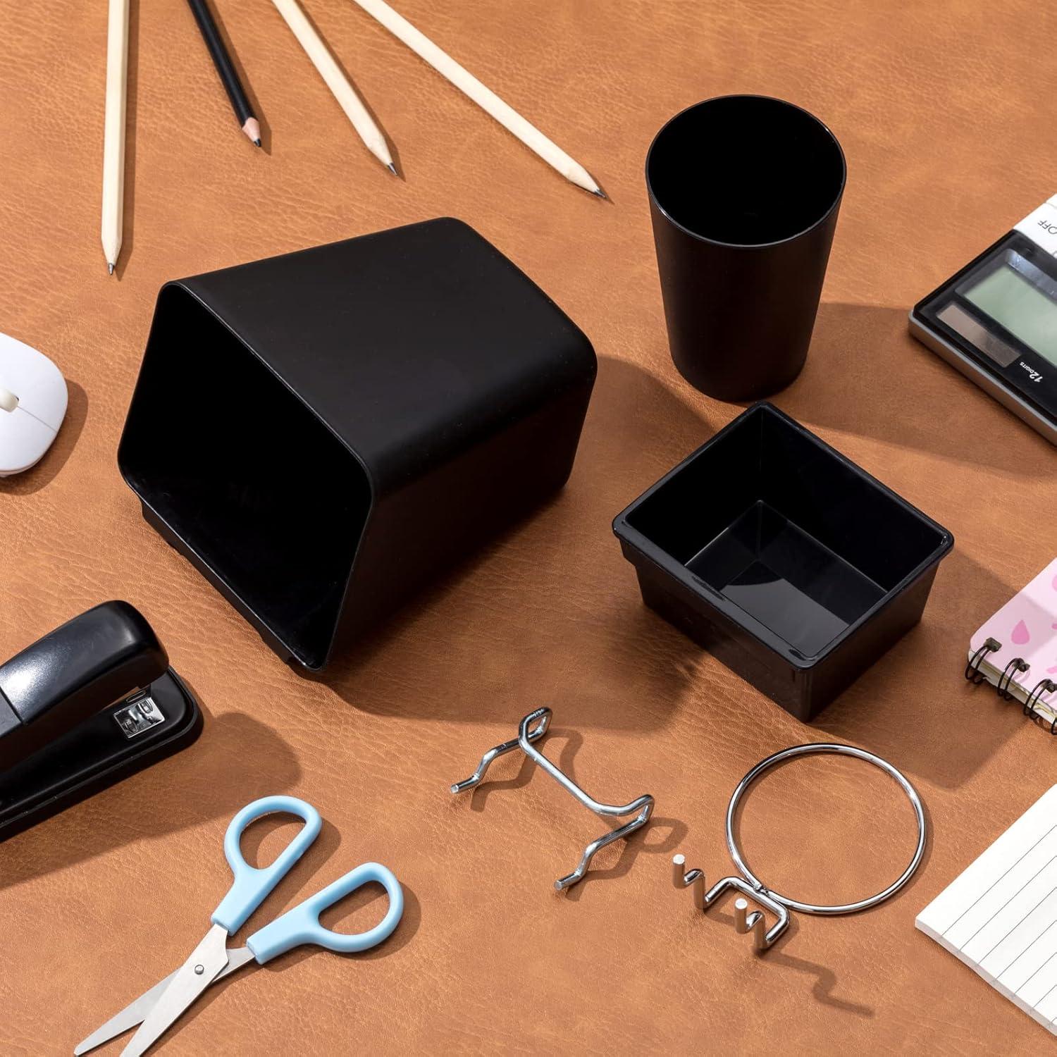 Jinei 12 Pcs Pegboard Bins and Cups with Hooks and Loops Peg Assortment Organizer Accessories Various Tool Organizer Pegboard Basket Set for Garage Workshop Workbench Office(White)