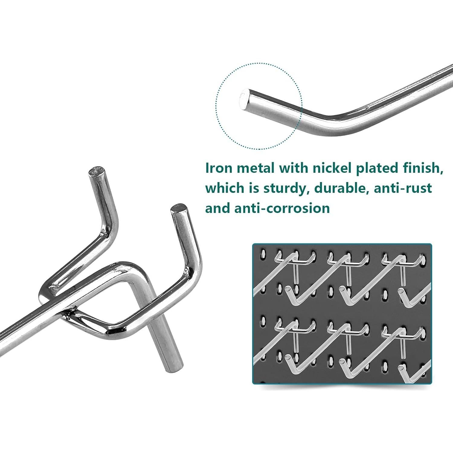 50 Ganchos para Tablero de Clavos Jiozermi 15.24 cm Metal Resistente