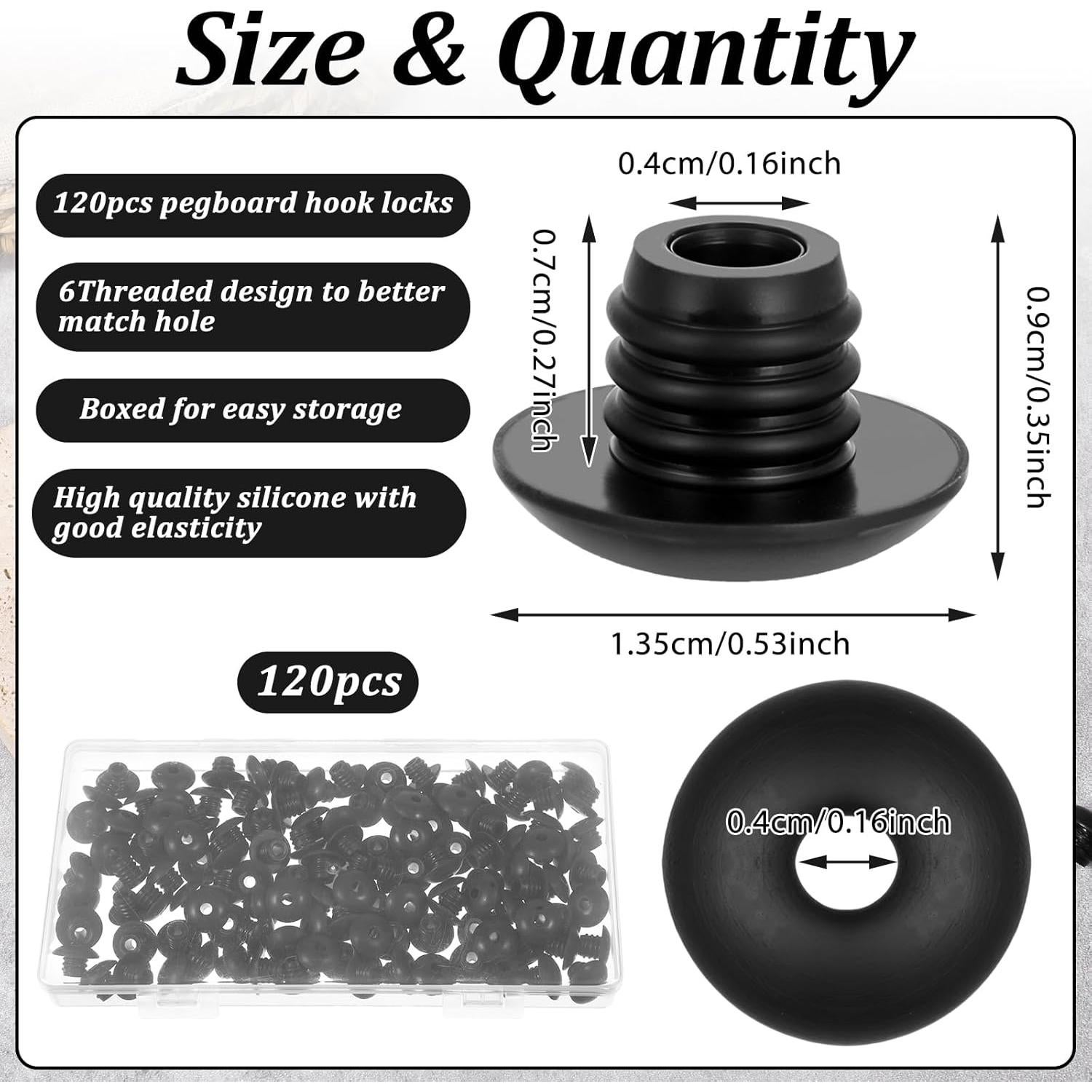 120 Ganchos de Bloqueo para Tablero FdcLixuvol Negro 6.35mm