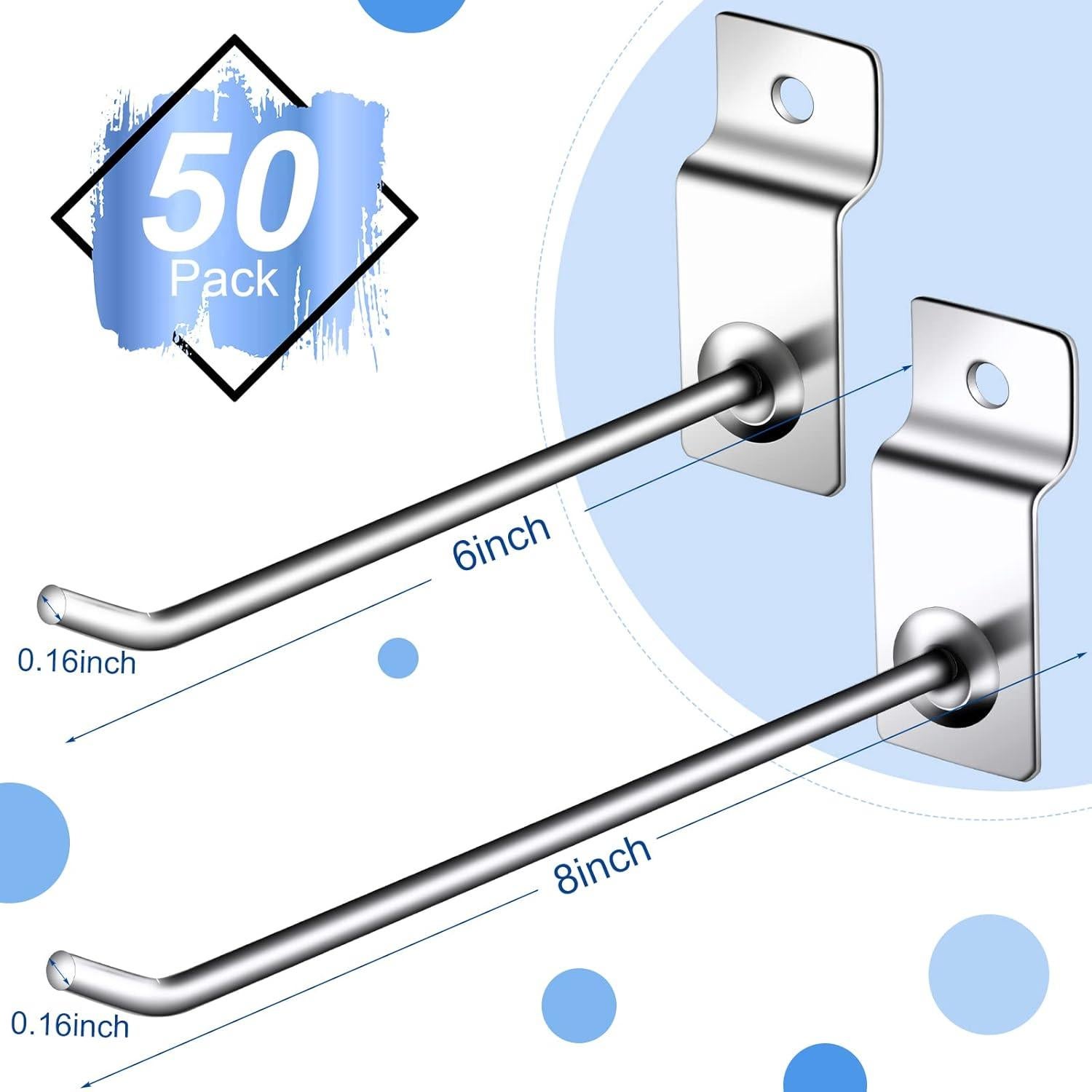 Ganchos para Slatwall Moxweyeni 100 Piezas 6 y 8 Pulgadas