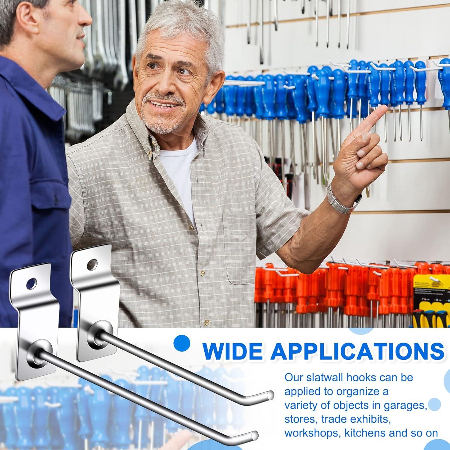 Ganchos para Slatwall Moxweyeni 100 Piezas 6 y 8 Pulgadas