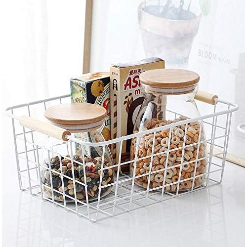 Juego de 4 Cestas de Alambre LeleCAT para Almacenamiento Blanco