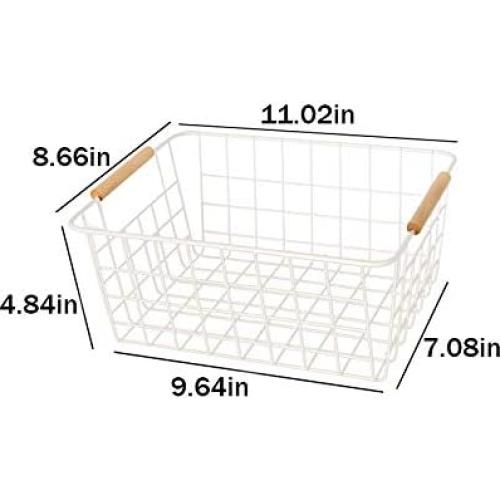 Juego de 4 Cestas de Alambre LeleCAT para Almacenamiento Blanco